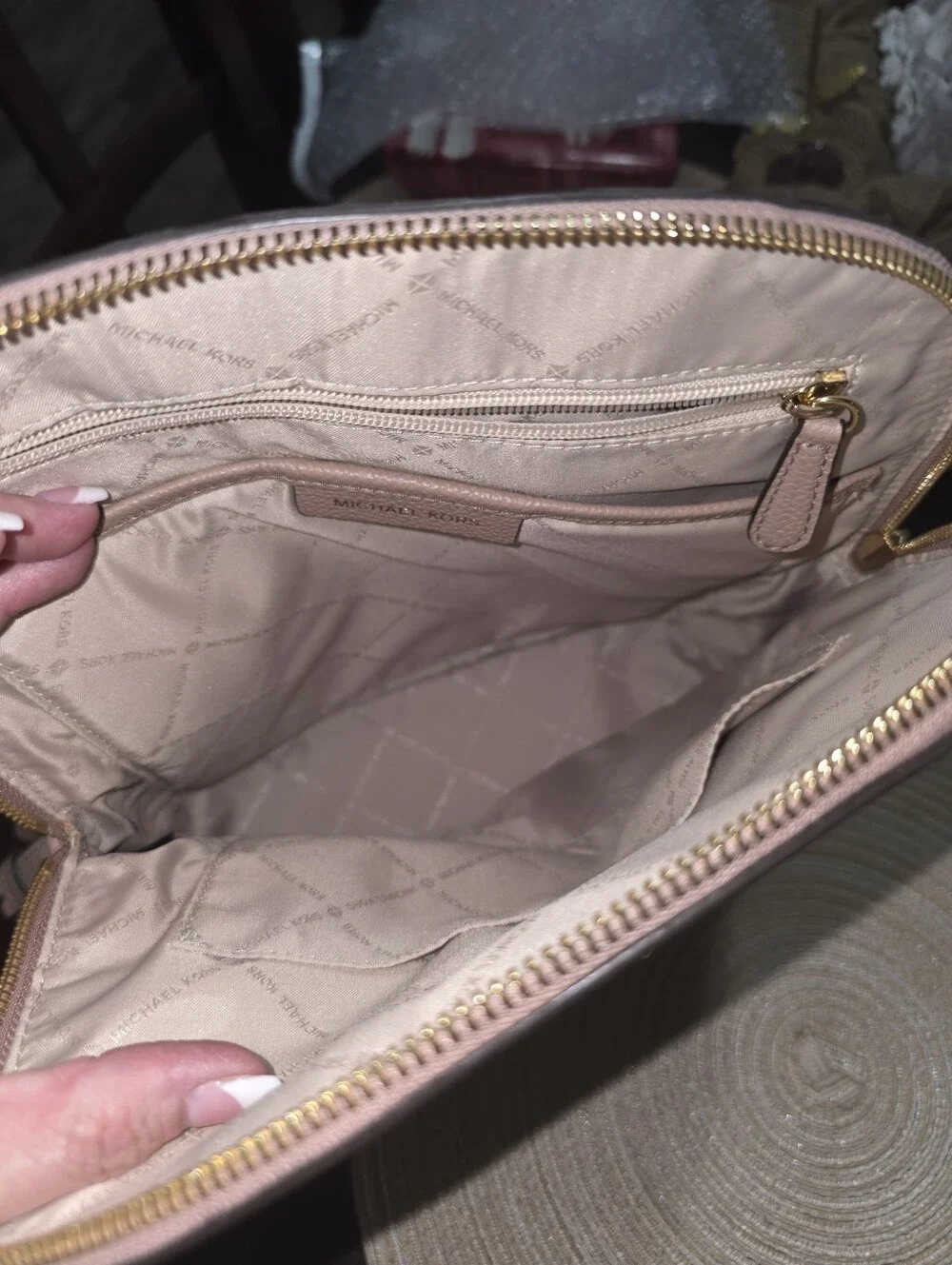 Michael Kors Dusty Rose Taupe Backpack with Matching Wallet Set